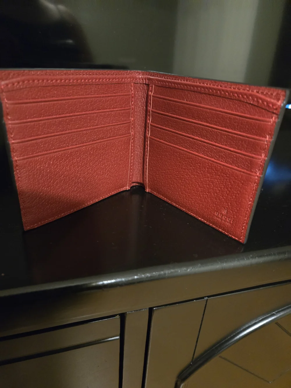 Gucci Red Yellow Green Stripe Canvas Bi-Fold Wallet